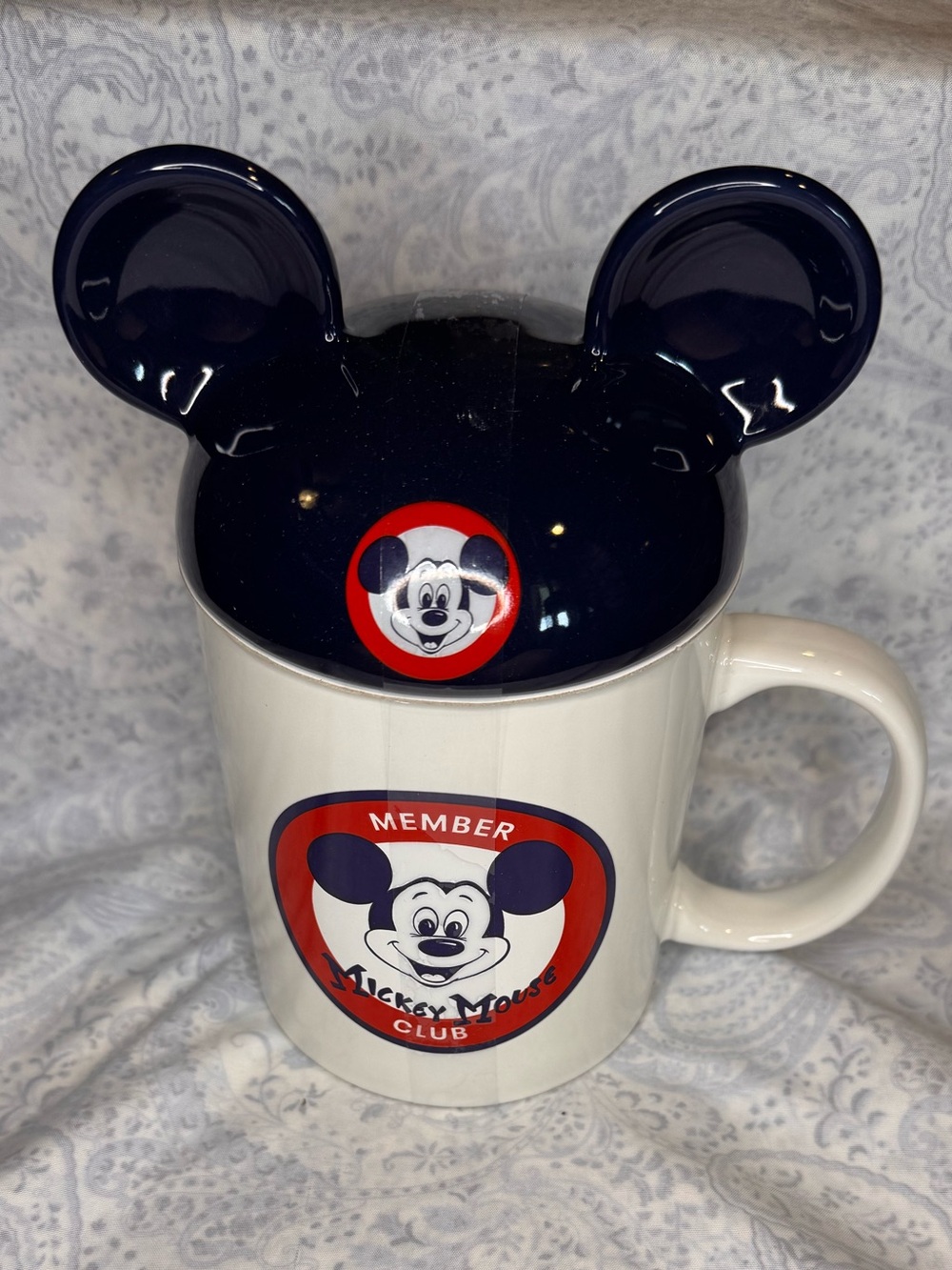 Disney Ceramic Mickey Mouse Large 20 oz. Mug with Black Ears Lid